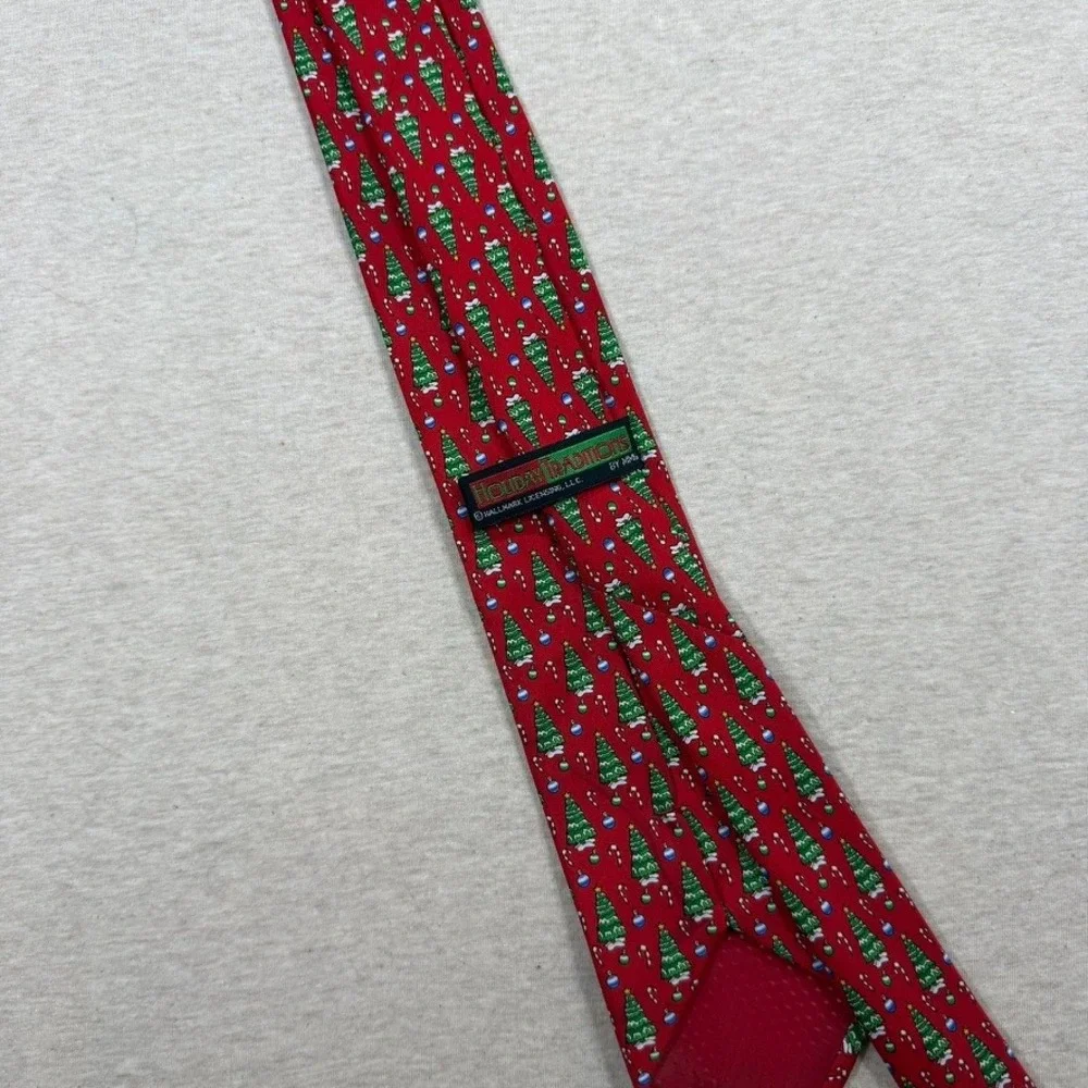 Holiday Traditions Necktie‎ Men OS Red Excellent Christmas Tree Candy Cane